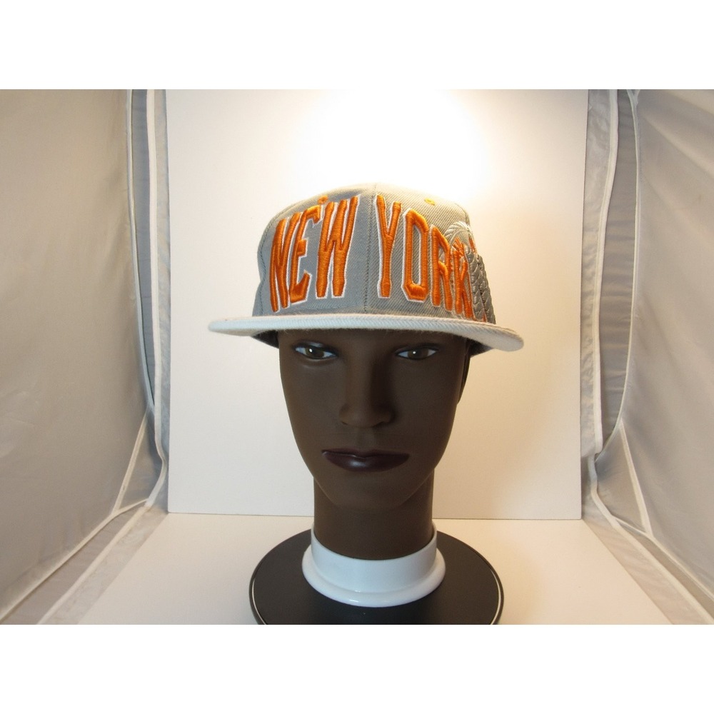 Seventy Seven New York Hat Snapback Men's Adjustable Grey Orange Flat Brim
